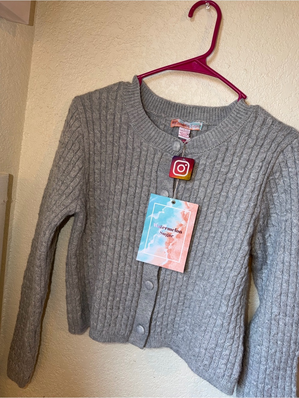 Classic Ribbed Gray Button-Front Cardigan Sweater - Picture 2 of 4